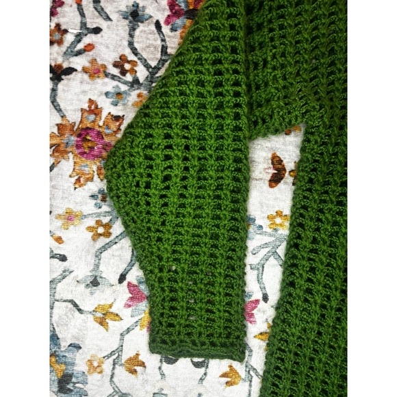 Vintage Handmade Granny Crochet Chunky Sweater Jacket Green - Picture 2 of 10